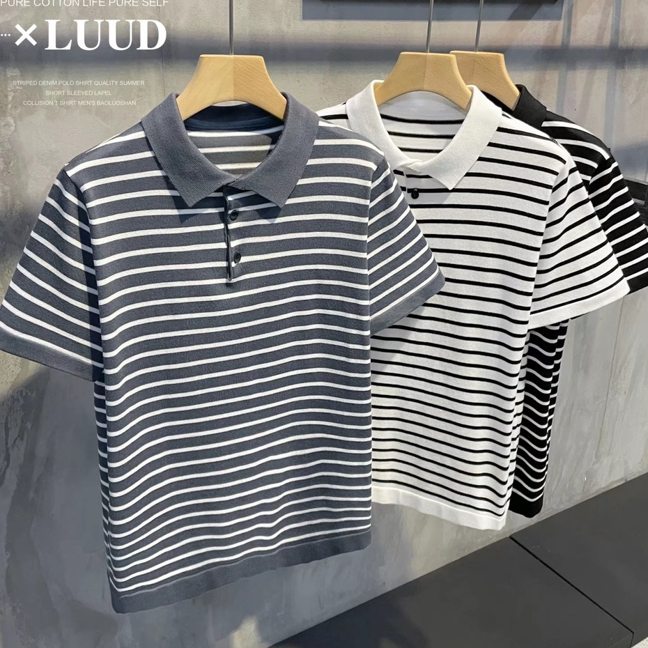 Áo Thun Polo Cổ Bẻ Họa Tiết Kẻ Sọc Đơn Giản Thời Trang Dành Cho Nam simple áo polo nam fashion áo phông rộng Hàn Quốc áo thun nam có cổ áo phông nam tay lỡ bigsize