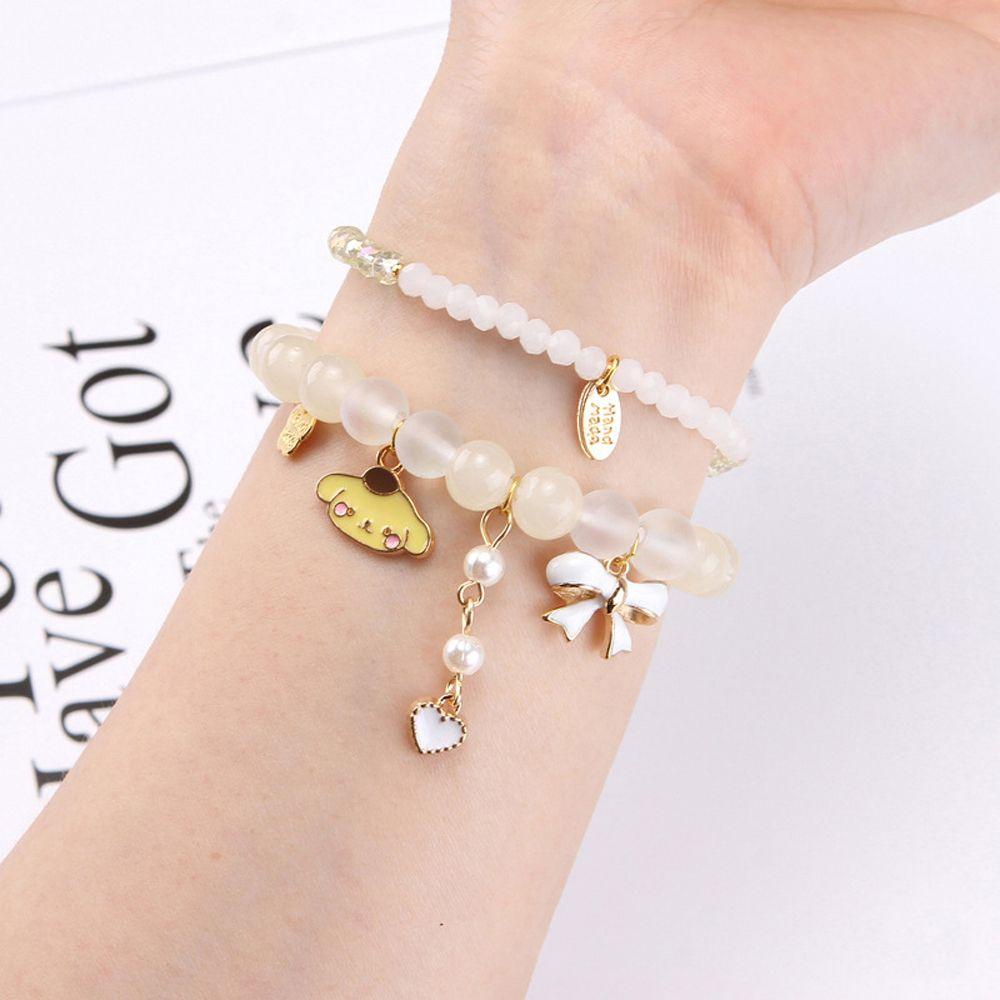 SOMEDAYZL Vòng Tay Hai Lớp Handmade Mặt Hình Chú Chó Cinnamoroll Dễ Thương Xinh Xắn