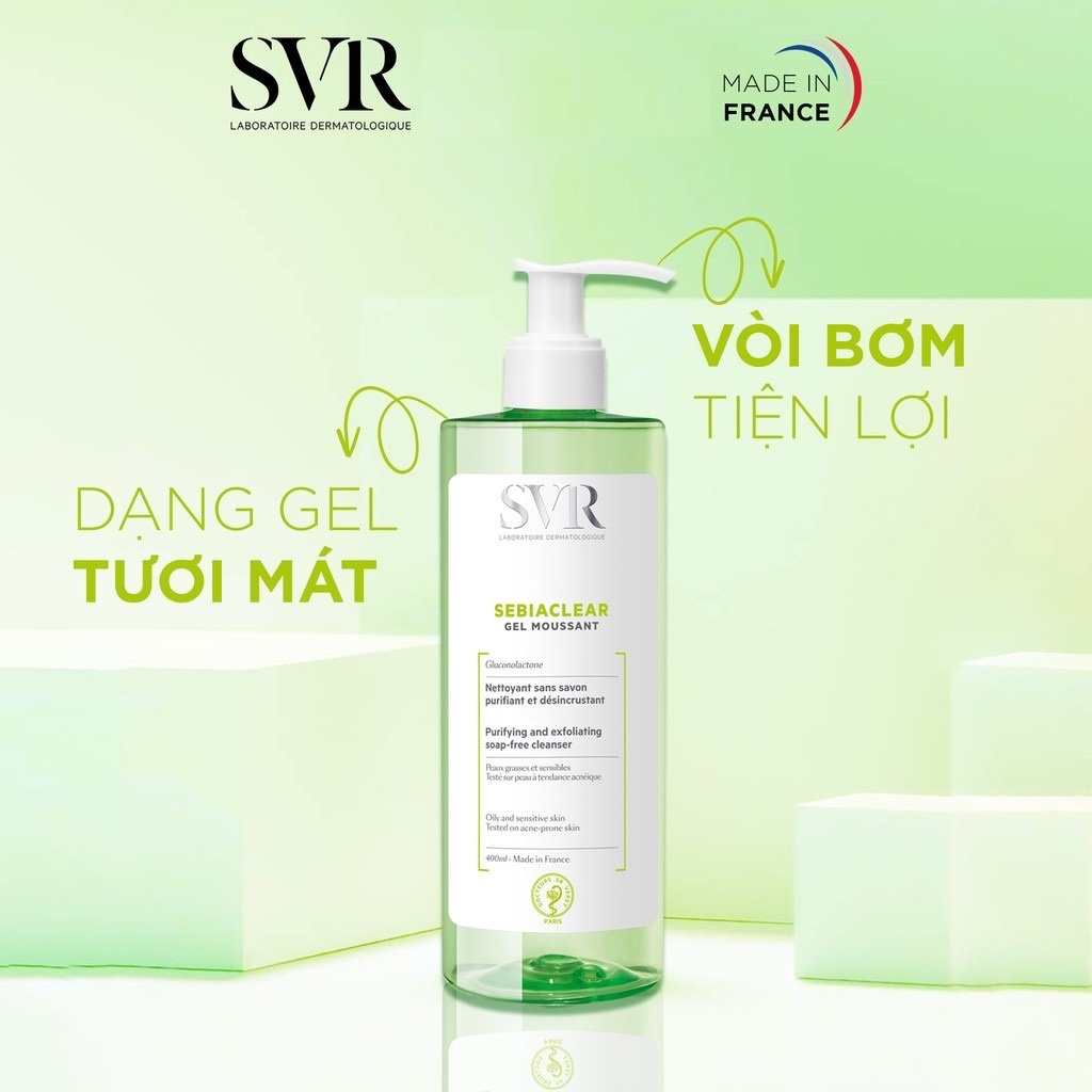 Gel Rửa Mặt Không Có Xà Phòng SVR SEBIACLEAR Moussant 400ml