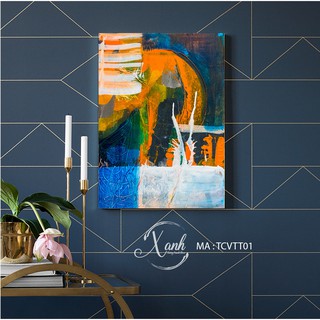 Tranh canvas treo tường trừu tượng TCVTT04 tặng đinh treo tranh không khoan tường