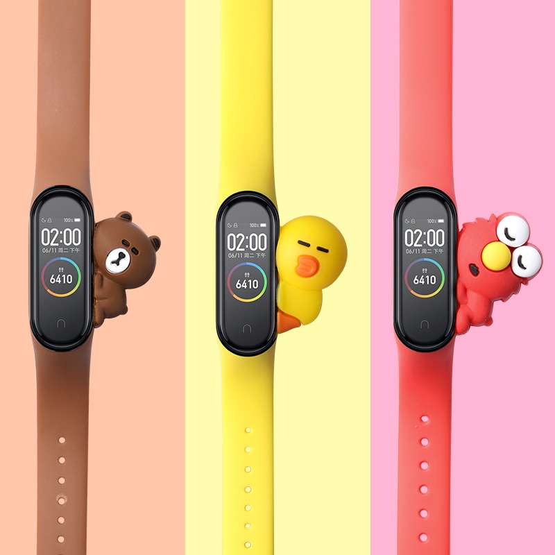 XIAOMI MI Dây Đeo Silicon Họa Tiết Hoạt Hình Cho Đồng Hồ Thông Minh for Xiaomi Mi Band 3 4 Miband 4 / 3