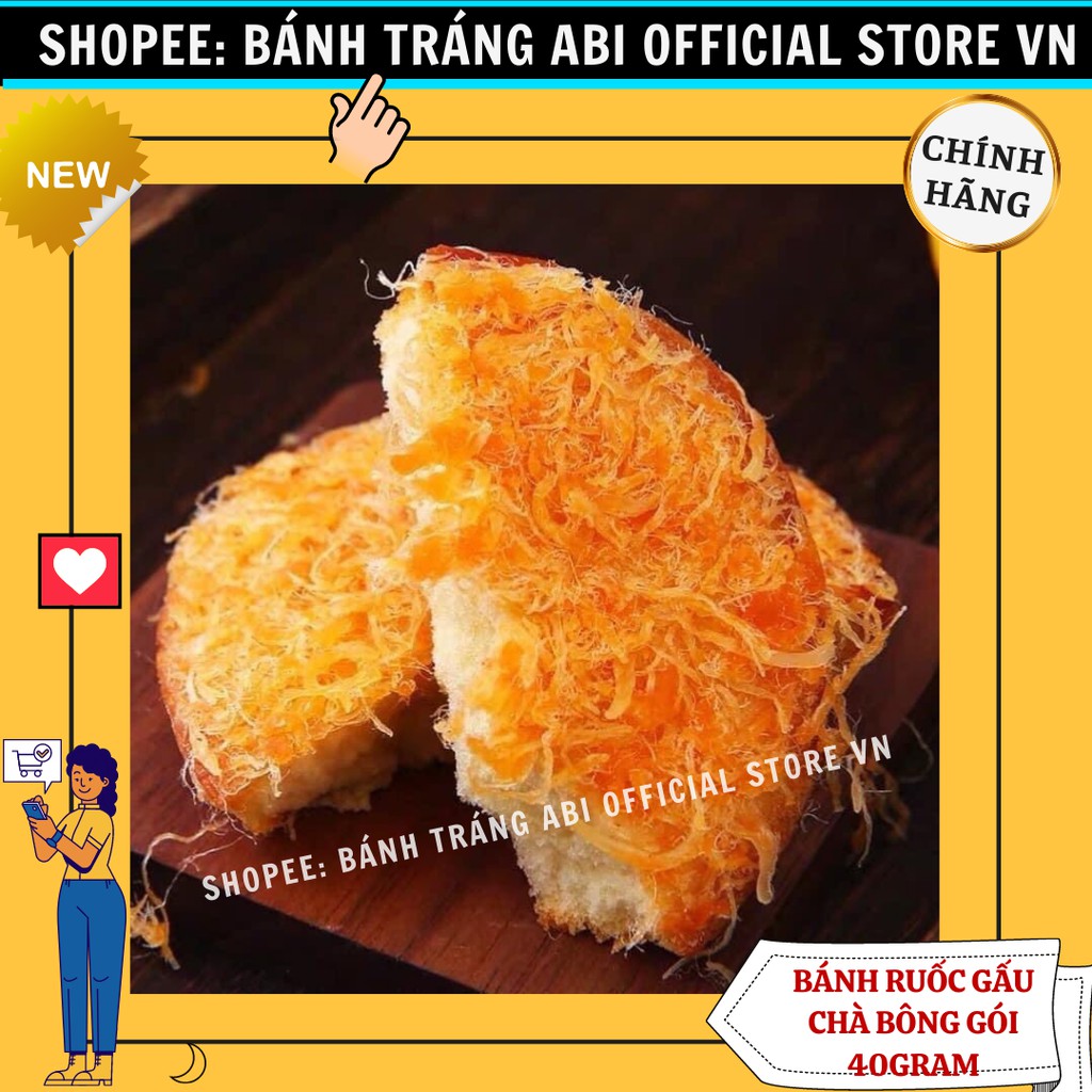 [Hot Trend] 1 Cái Bánh Bông Lan Ruốc chà bông Gấu-mềm mịn-ngon gói 40g