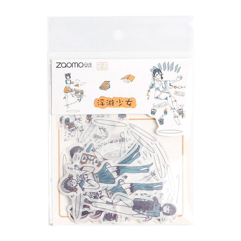 Bộ 40 miếng dán hình nhân vật anime dán trang trí sổ tay/ nhật ký/ album thủ công