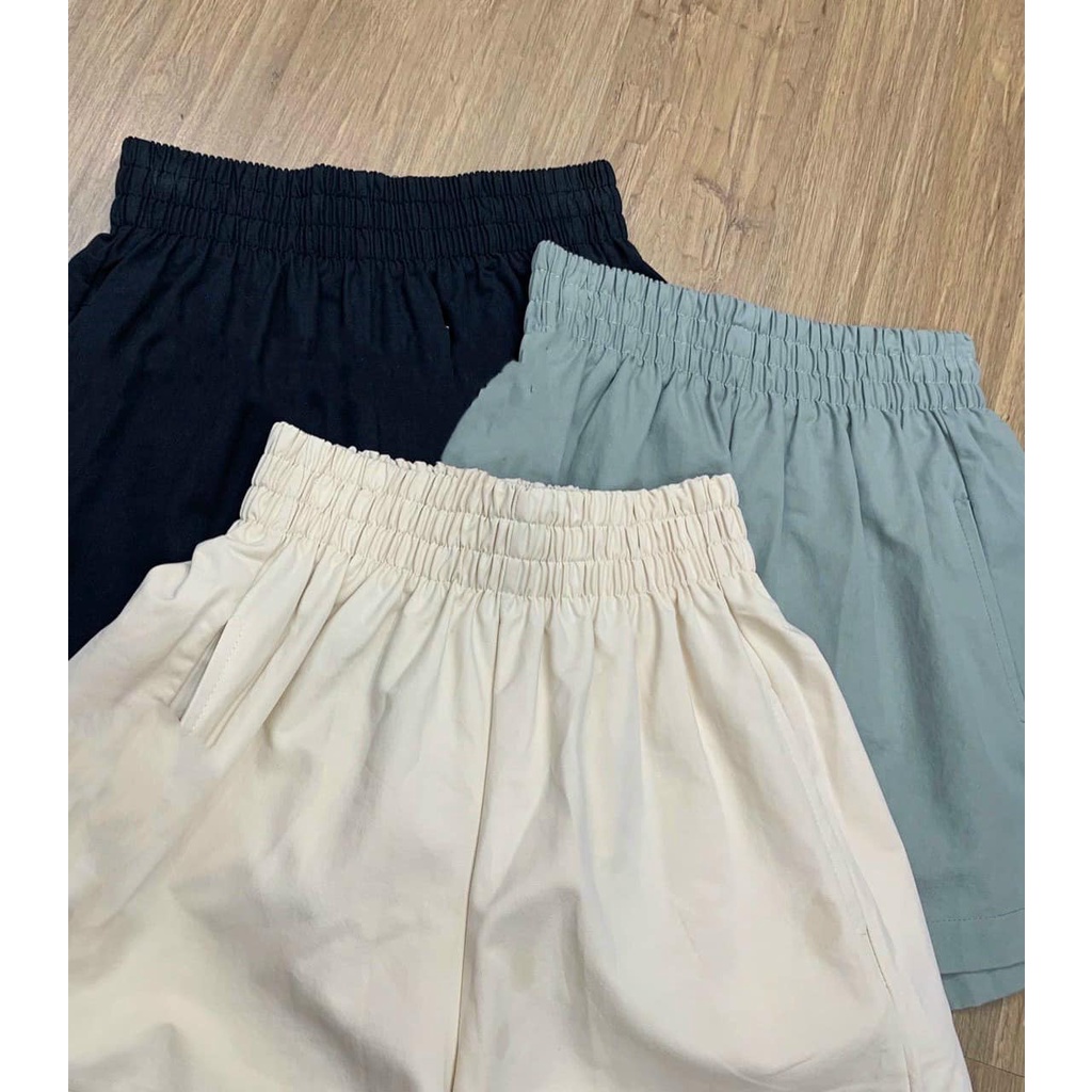 Quần short nữ Combo 3 sooc đùi kaki cạp chun mix màu
