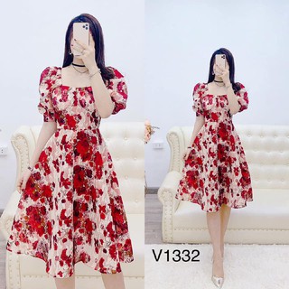 Đầm gấm hoa nổi bật V1332 thiết kế Mie Design kèm ảnh thật