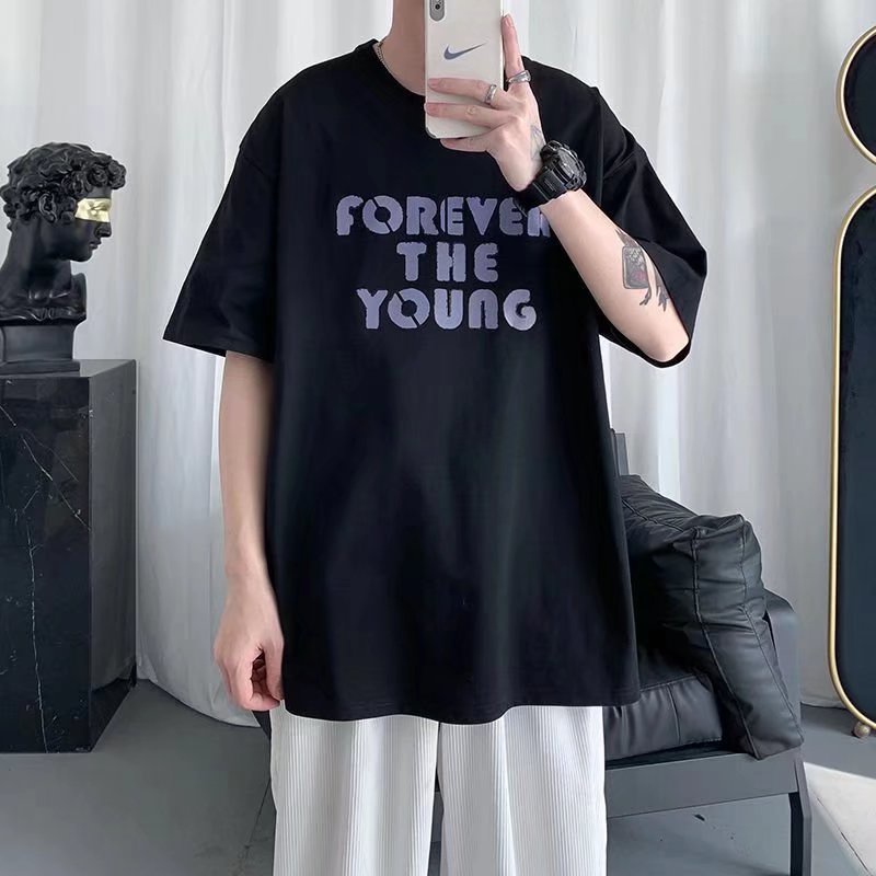 Áo Thun Tay Ngắn Dáng Rộng In Chữ Thời Trang Mùa Hè Cho Nam Và Nữ Size M-8XL