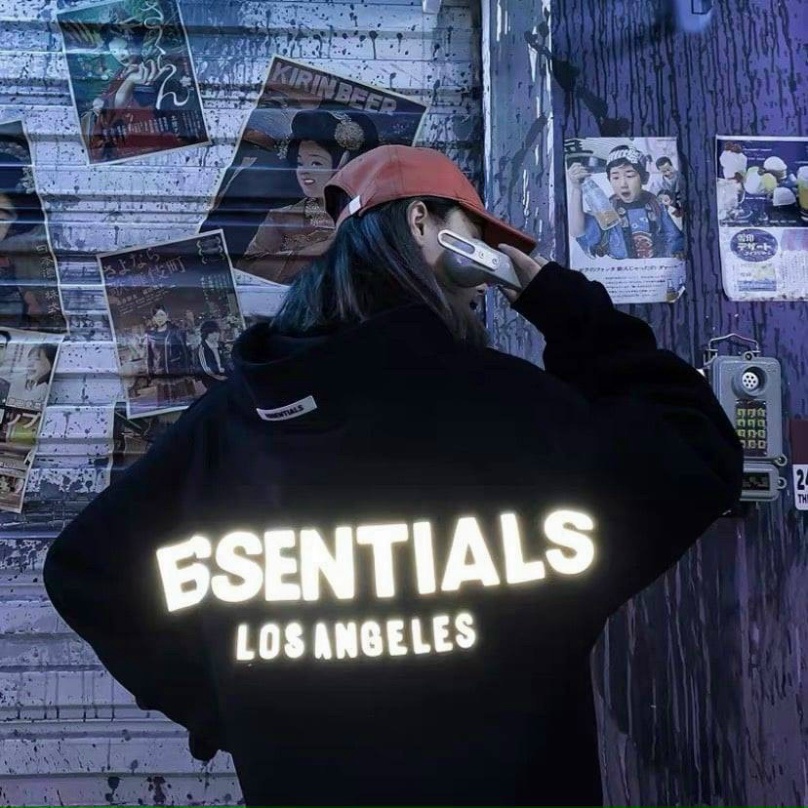 Áo hoodie nỉ Essentials unisex dài tay nam nữ cao cấp in phản quang, áo phông nỉ bông sweater có mũ màu đen, trắng K121 | BigBuy360 - bigbuy360.vn