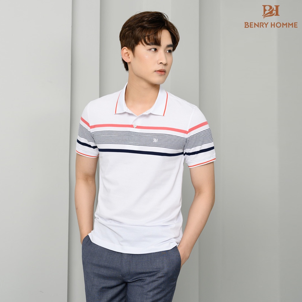 Áo Polo nam cổ bẻ Hãng Benry Homme, Sản phẩm chính hãng hàn quốc,chuẩn form, sang trọng-Thanh Lịch mã áo 2826WHT