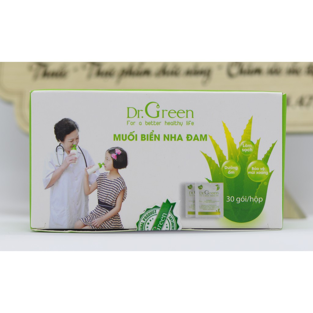 [Điều trị viêm mũi] Bình rửa mũi [SILICON] Dr Green 240ml + 40 gói muối biển Nha đam