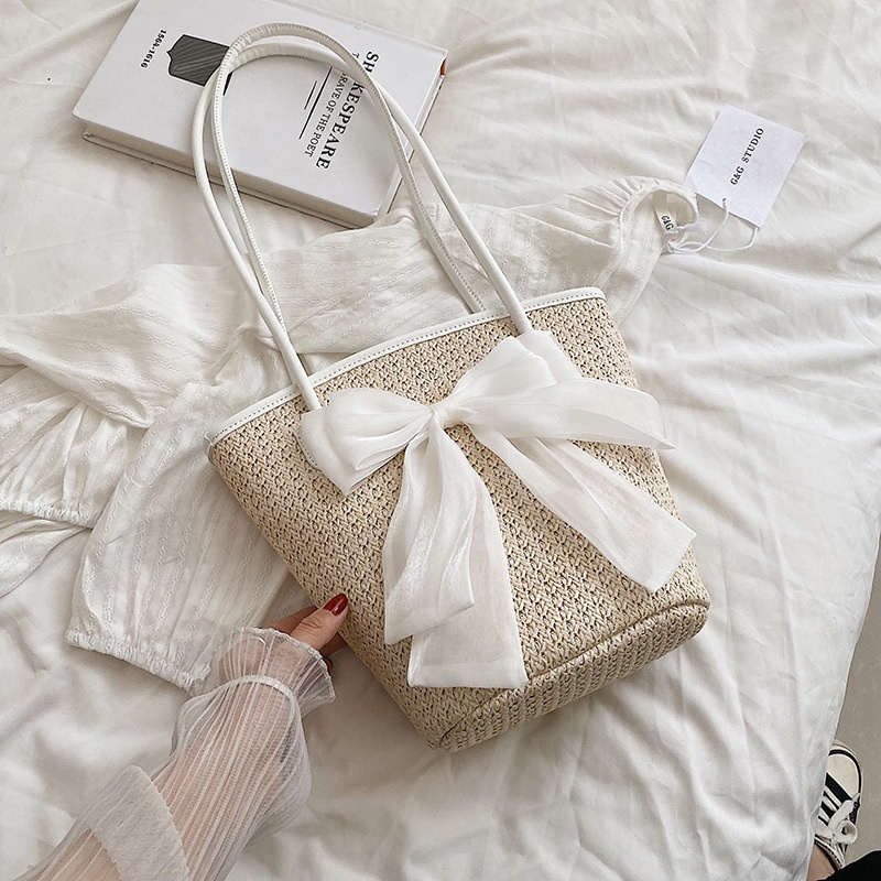 Túi đeo vai IELGY đan rơm sức chứa lớn thời trang cho nữ