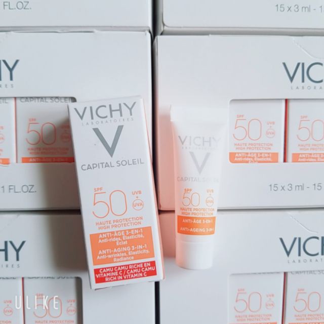 [Mini size 3ml] Vichy - Kem Chống Nắng Ngăn Ngừa Lão Hóa Capital Soleil SPF 50 Anti-Ageing 3-in-1