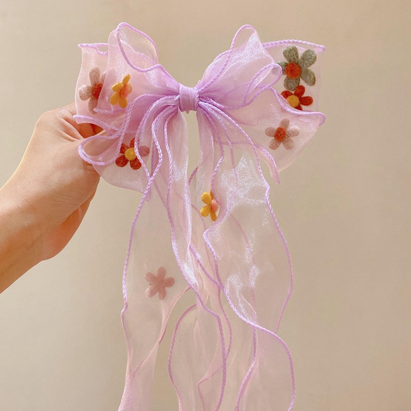 Kẹp Tóc Vải Lưới Đính Hoa Xinh Xắn Cho Bé Gái