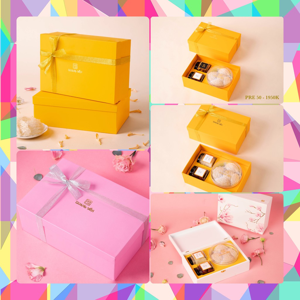 [HỘP QUÀ CAO CẤP] HỘP QUÀ GIẤY/GỖ CAO CẤP - 30GRAM YẾN TINH CHẾ+ 1 HŨ TÁO ĐỎ + 1 HŨ ĐƯỜNG PHÈN - ĐẠI CÁT QUANG YẾN