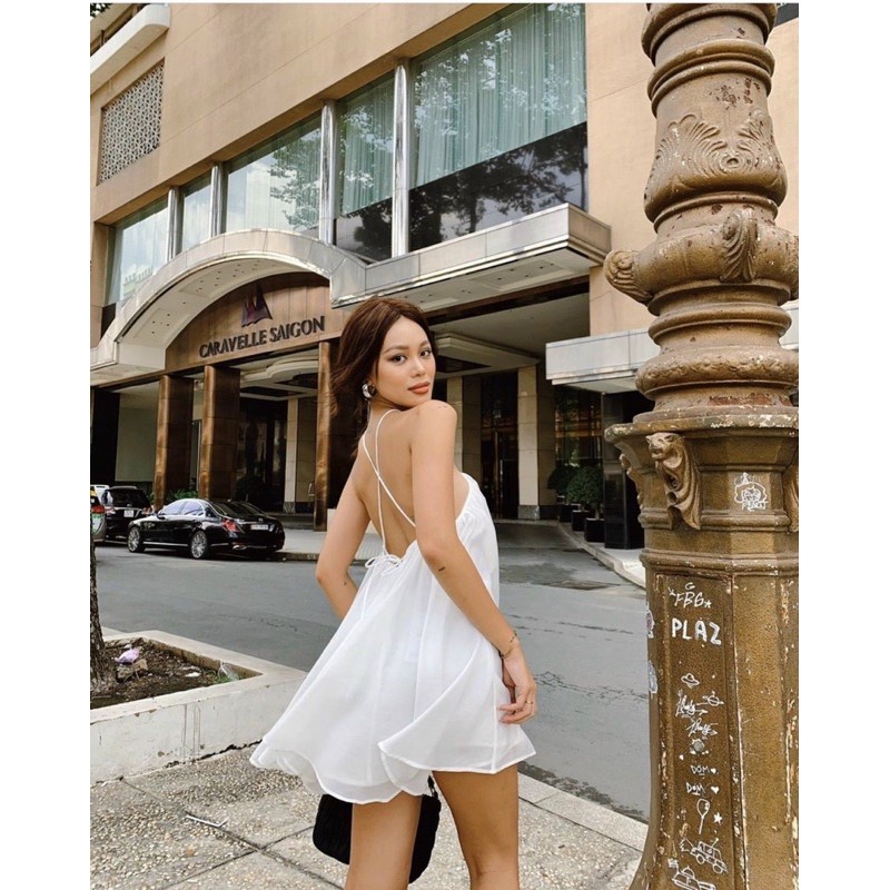 Đầm Trắng NEPHE DRESS xinh như nàng thơ chất vải voan 2 lớp dày dặn thiết kế 2 dây hở lưng quyến rữ | BigBuy360 - bigbuy360.vn