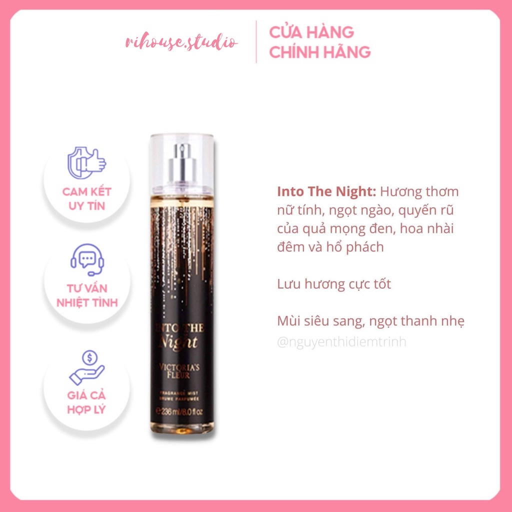 Xịt thơm bodymist INTO THE NIGHT Bath & Body Works 236ml