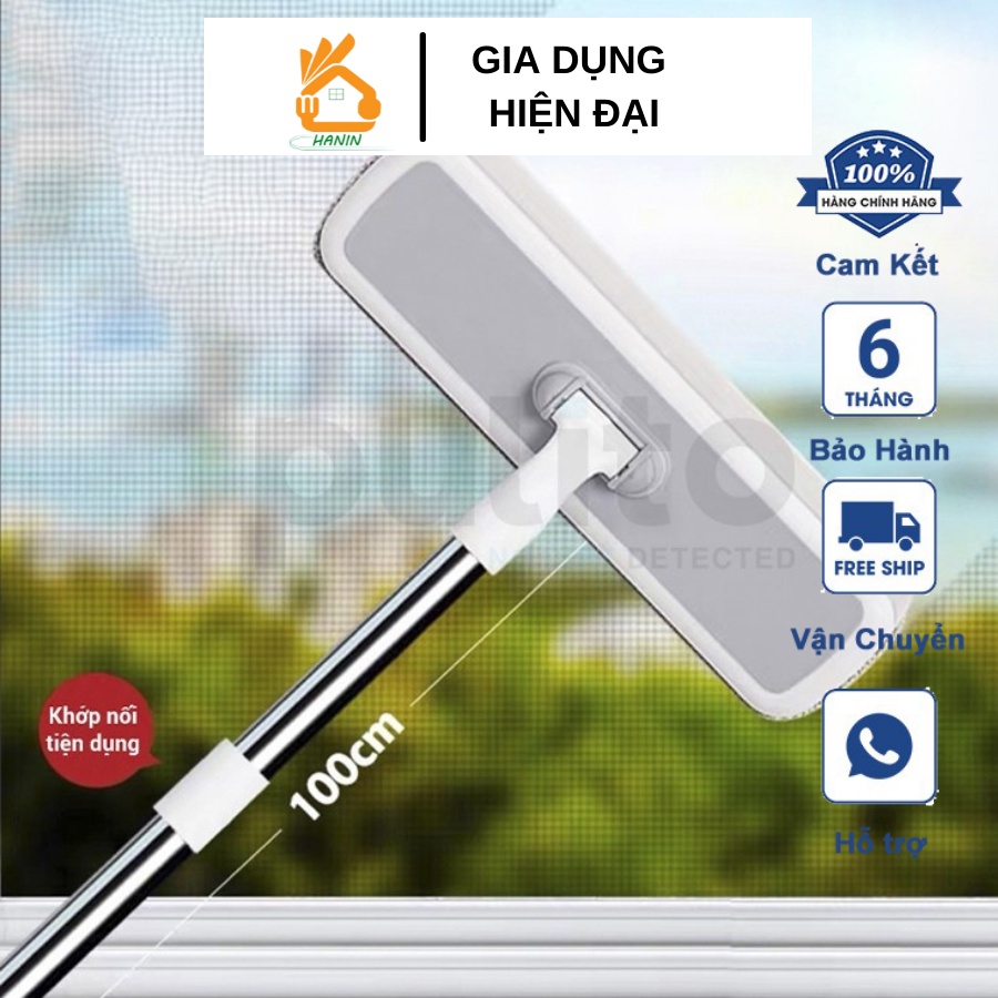 Cây lau kính thông minh - Chổi lau cửa kính cán dài 2 đầu tiện lợi, chạm mọi ngóc ngách