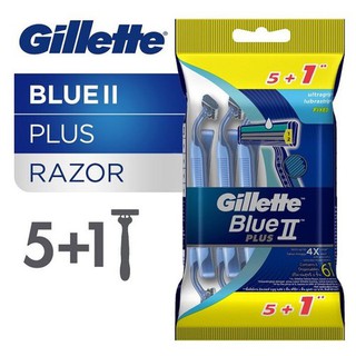 Combo 6 cây dao cạo râu lưỡi kép Gillette Blue II Plus