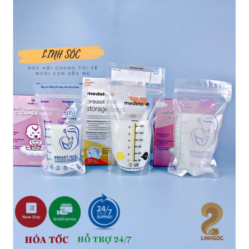 Túi trữ sữa cho mẹ đựng sữa, giữ lạnh, bảo quản sữa, dung tích 120ml-180ml-250ml