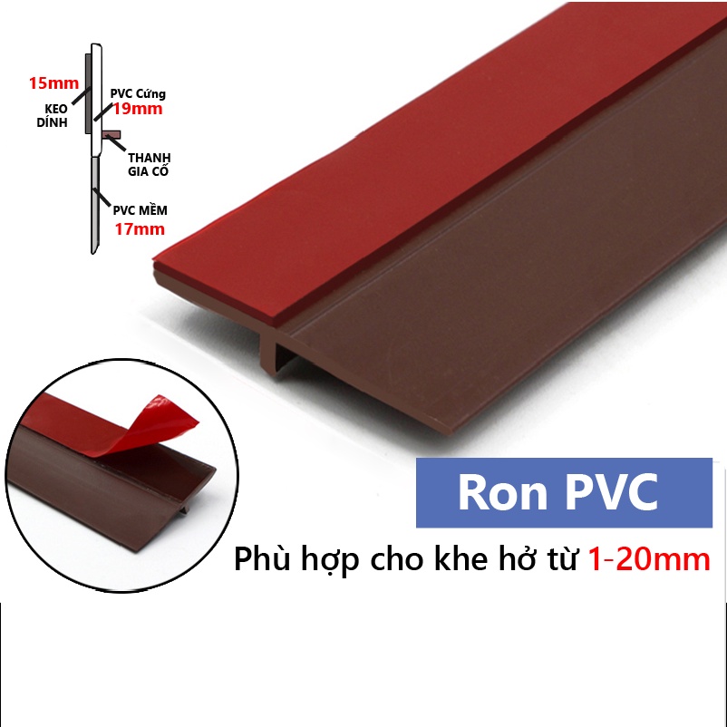 Thanh pvc gia cường chặn khe cửa ⭐ Nẹp cao su dán cửa KINGRON dài 1 mét, chặn khe hở, chống bụi, chống côn trùng RPVC