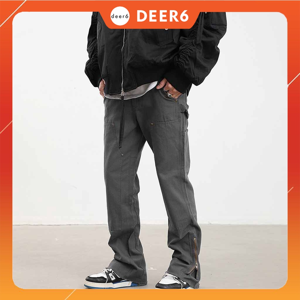 Quần dài kaki zipper K036 màu xám và đen