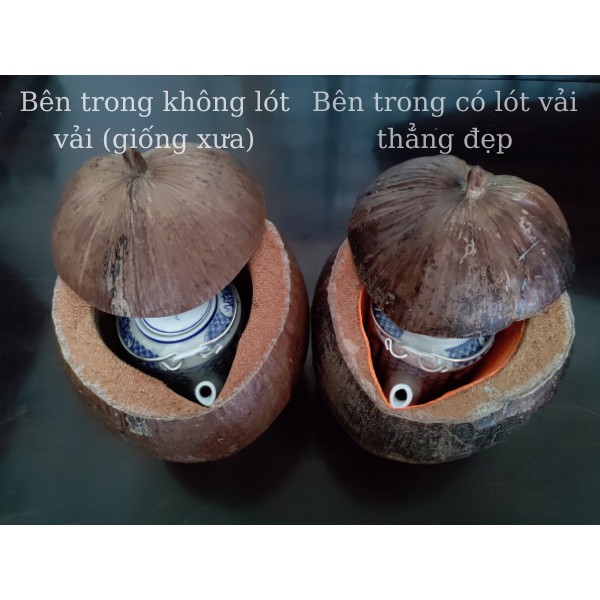 Vỏ Bình Trà Trái Dừa Không Sơn Màu Nguyên Thủy Của Trái Dừa Và Bình Trà 900 - 1000ml