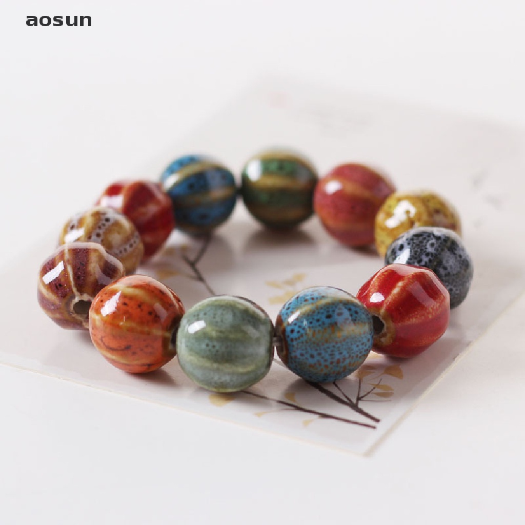 Aosun 1 Vòng Tay Chuỗi Hạt Gốm Men Sứ Nhiều Màu Thời Trang Phong Cách Dân Tộc Thích Hợp Làm Quà Tặng
