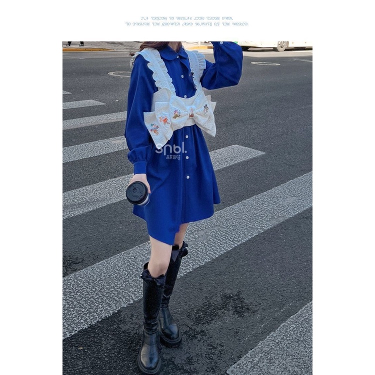 Đầm In Hoạt Hình Phối Nơ Phong Cách Nhật Bản Xinh Xắn Dành Cho Nữ