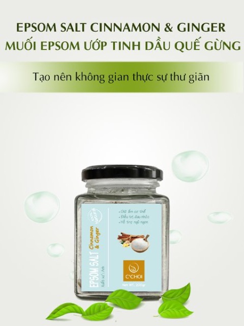 🍃 Muối Epsom Ướp Tinh Dầu Quế Gừng 🍃 Epsom Salt Cinnamon & Ginger