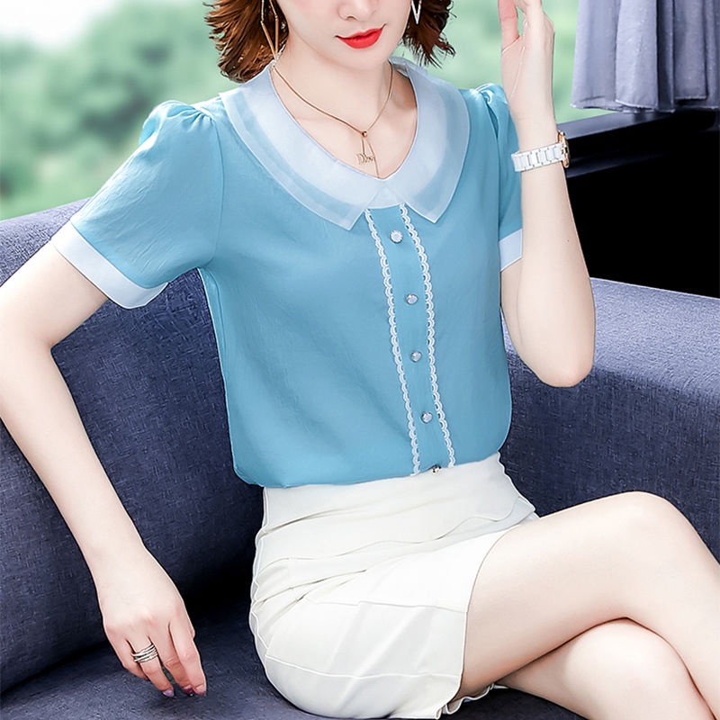 Áo Sơ Mi Voan Ngắn Tay Thời Trang Mùa Hè Dành Cho Nữ