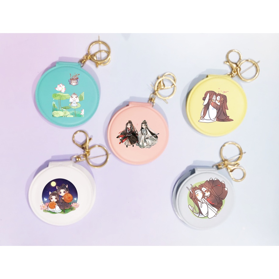 Gương trần tình lệnh 2 mặt GIK38 móc khoá gương tiêu chiến vương nhất bác in hình hoạt hình cute dễ thương