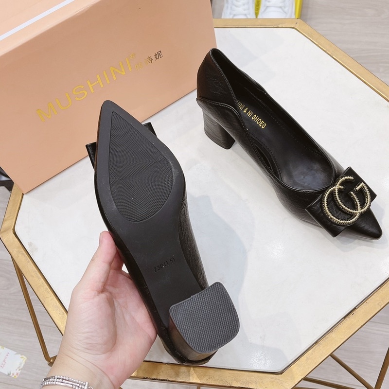 Giày cao gót tag nơ CG gót trụ fullbox hàng quảng châu cao cấp