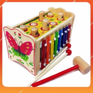 Đồ Chơi Đập Chuột Kết Hợp Đàn Gỗ Cho Bé - Đồ Chơi Thông Minh