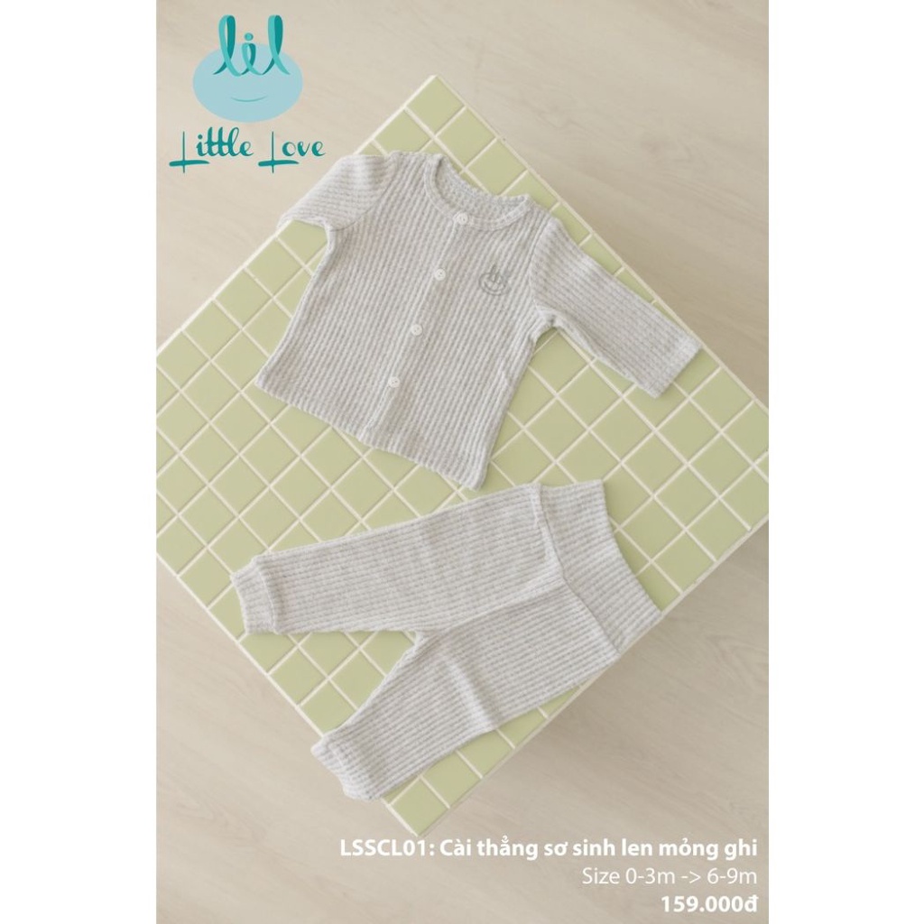 Quần áo thu đông cho bé trai bé gái Little Love dài tay len mỏng cài chéo, cài thẳng,siêu mềm size sơ sinh đến 9 tháng