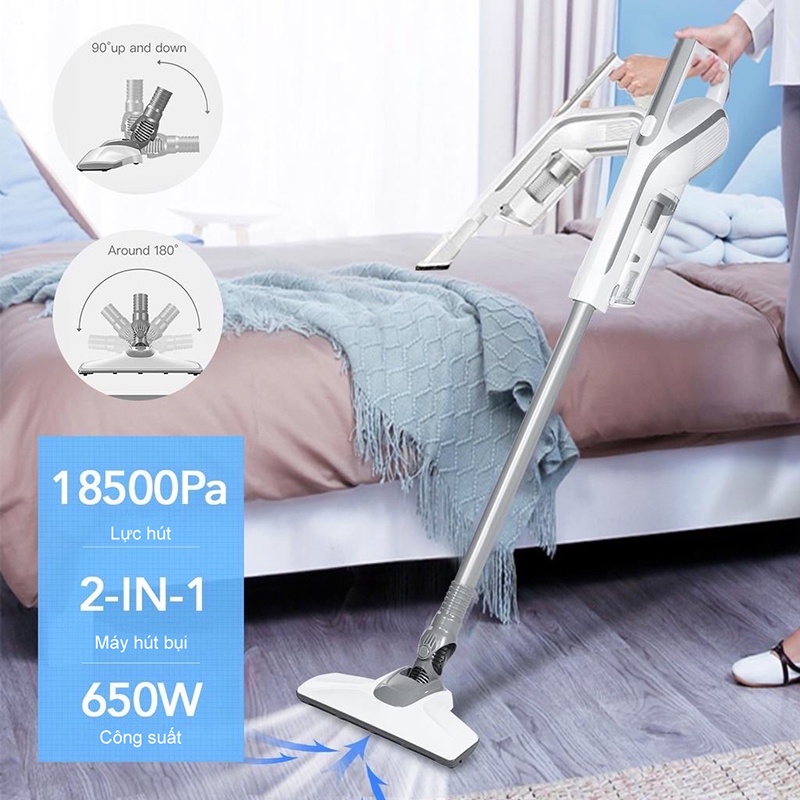 (Hàng sẵn) Máy hút bụi gia đình cầm tay SV11 công suất 650W lực hút lớn công nghệ lốc xoáy Haruren sức hút mạnh VT124