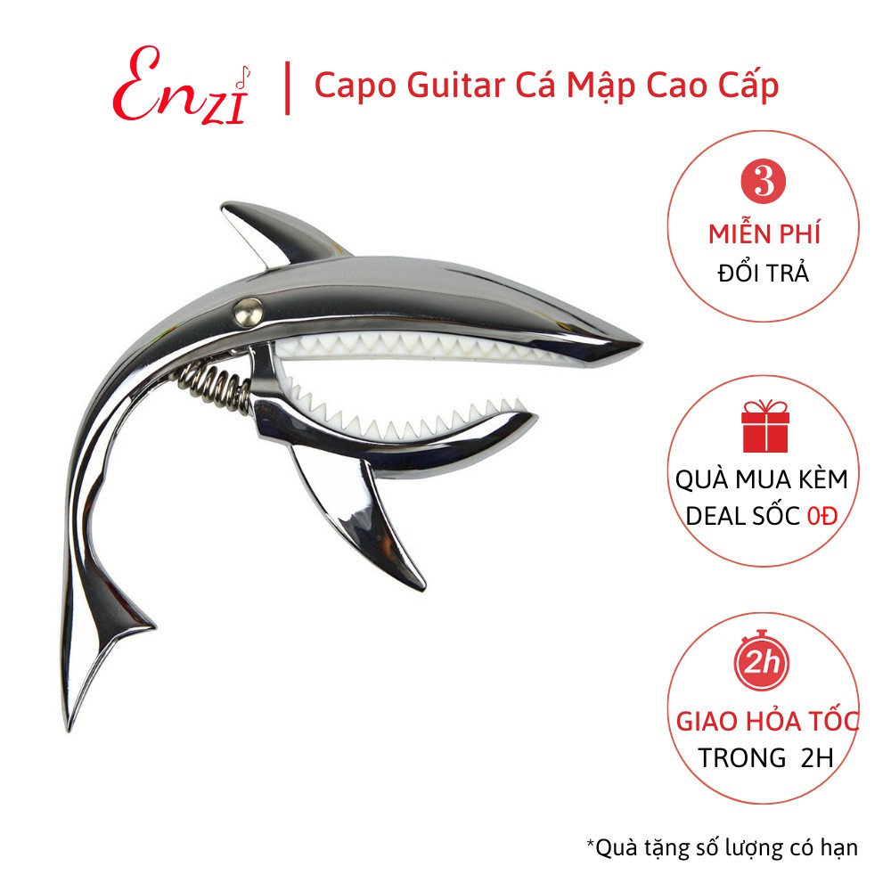 Capo guitar cá mập màu vàng cho đàn guitar classic acoustic cao cấp Enzi