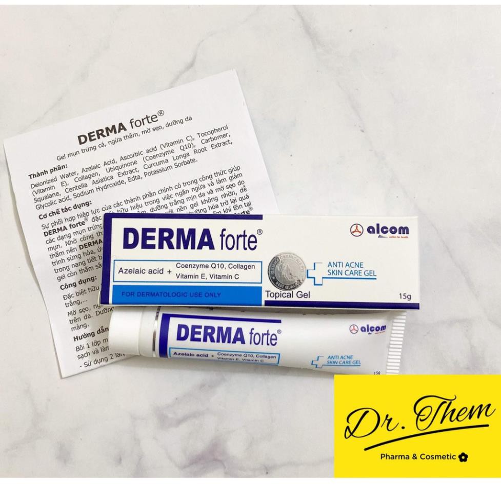 Kem Dưỡng Derma Forte Gel 15g - Giảm Mụn Trứng Cá, Ngừa Thâm, Mờ Sẹo, Dưỡng Da