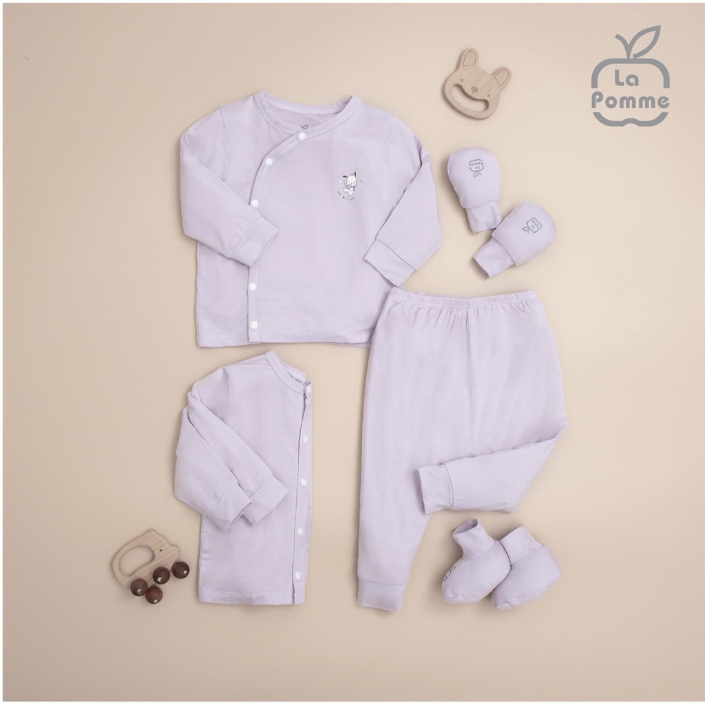 [CHÍNH HÃNG] Bộ dài tay sơ sinh cúc giữa và cúc lệch Puppy Le Bisou La Pomme