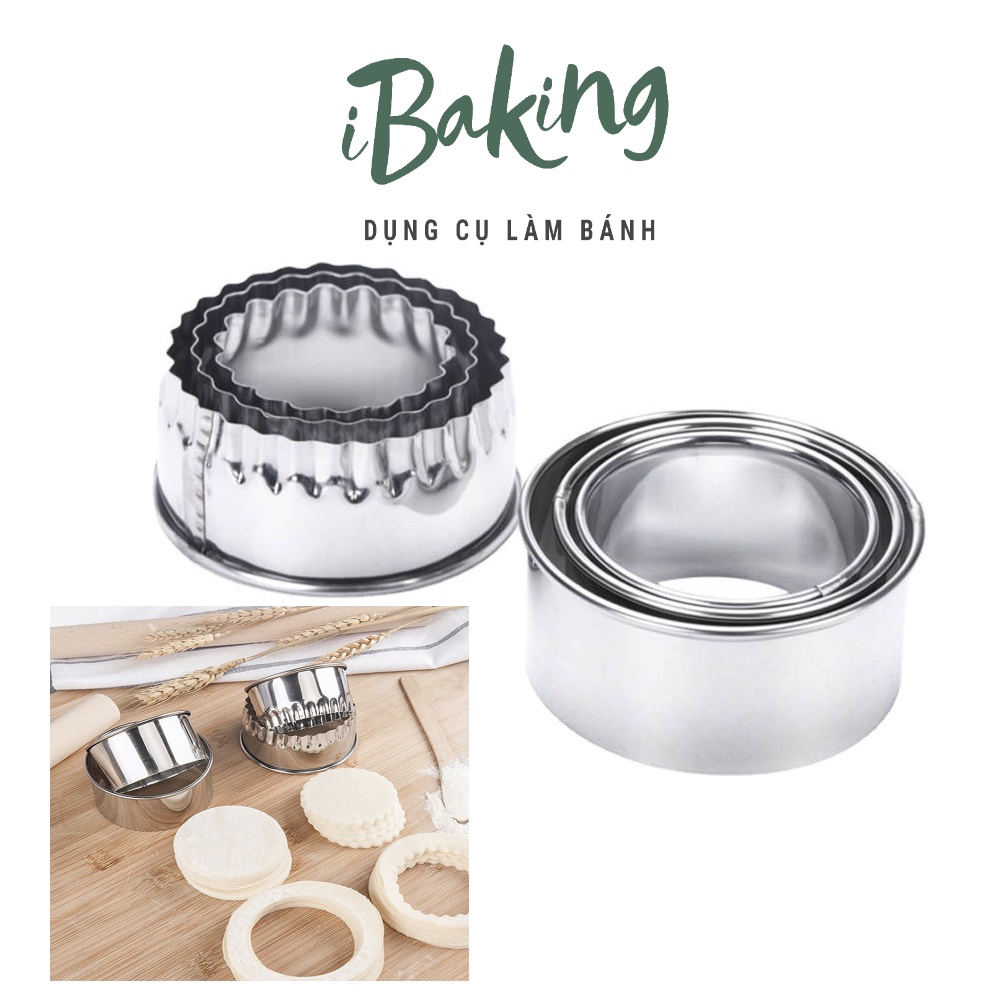 Bộ 3 khuôn cutter tạo hình bánh quy, tạo hình cho vỏ bánh há cảo, bánh bao 6,7,8 cm nhiều hình