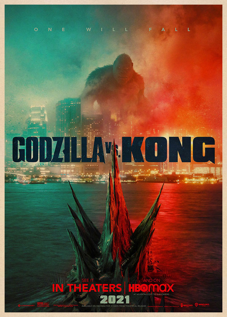 Tranh Giấy Kraft In Hình Godzilla vs Kong Trang Trí Nhà Cửa/Quán Bar/Phòng Khách