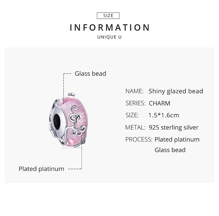 Hạt Xỏ Bamoer Bsc409 Bạc Thật 925 Thủy Tinh Hồng Sáng Bóng Chất Lượng Cao Làm Vòng Tay Trang Sức Thủ Công Cho Nữ