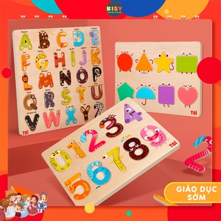 Bộ xếp gỗ abc - 123 - hình khối - gỗ nhập khẩu