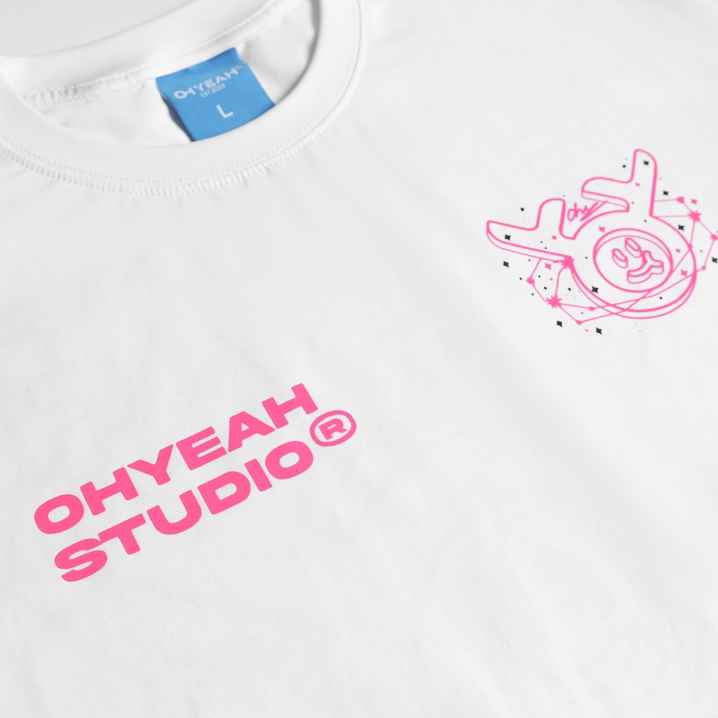 Áo thun tay lỡ OHYEAH phông Unisex nam nữ Premium Cotton oversize form rộng UNIVERSE - Trắng