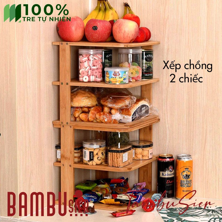 [BAMBOO] Kệ gỗ tre đa năng 3 tầng để đồ gia vị nhà, giá sách để bàn bếp tiện ích [MINTIOS]