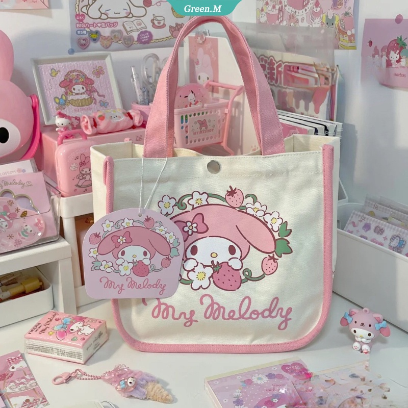 Sanrio My Melody Túi Xách Đeo Vai Canvas Họa Tiết Hoạt Hình Dễ Thương Thời Trang Cho Nữ