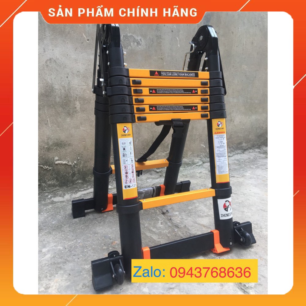 Thang nhôm rút đôi Chữ A (1.9M+1.9M) - Sơn tĩnh điện [Tặng 2 Chốt Thang]