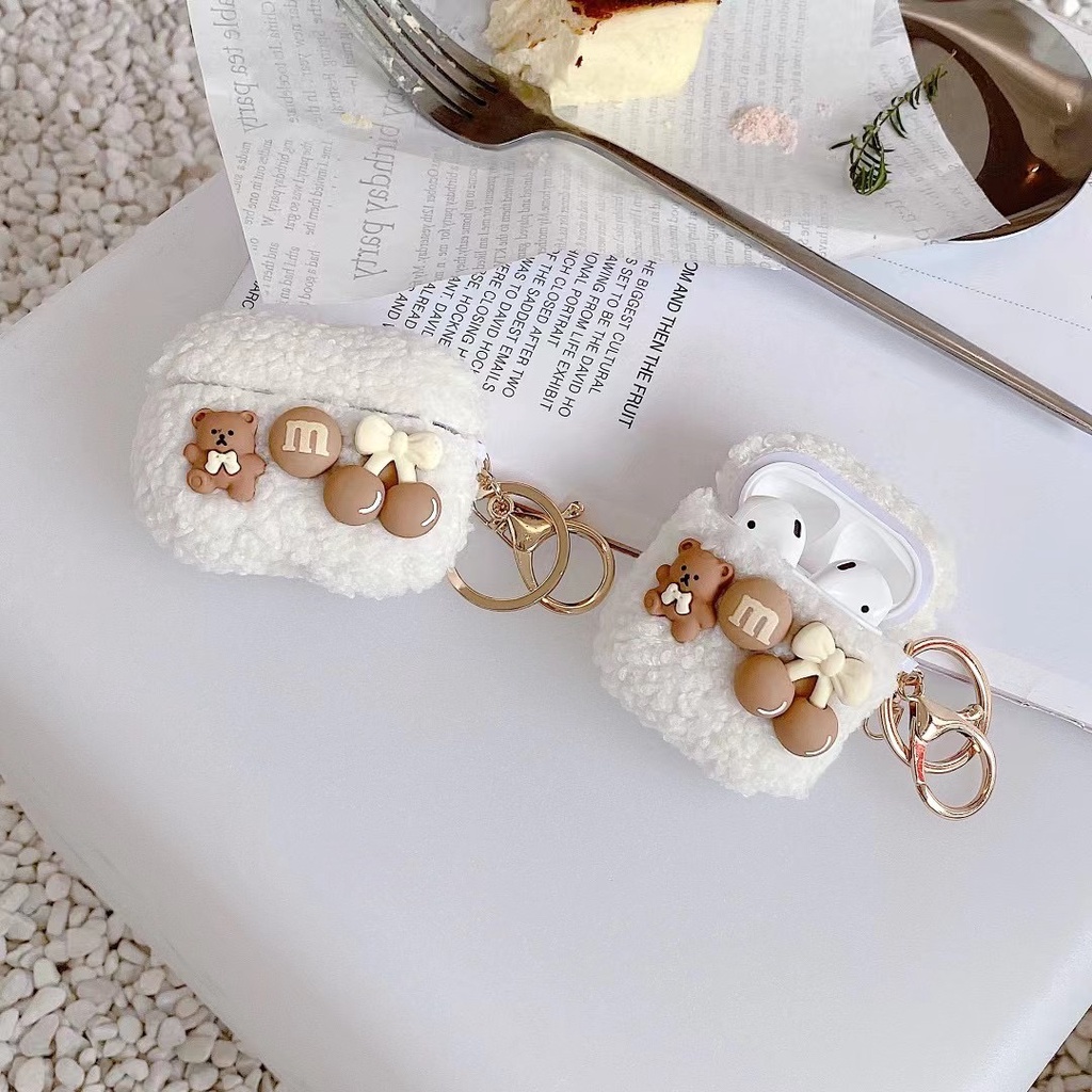 Ốp bảo vệ hộp sạc tai nghe Bluetooth Airpods 1/2 Pro bằng silicon mềm hình gấu bánh quy dễ thương