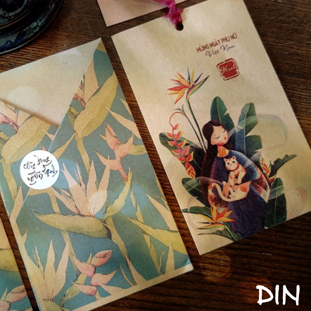 Thiệp mừng 20-10 tôn vinh phụ nữ Việt - Vietnamese Women's Day Greeting Card - Vintage style - DIN Store