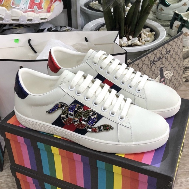 Giày G.G môi for love, Rắn đá (FREE ship) giày thể thao nam trắng kèm box.bill hàng đế thơm