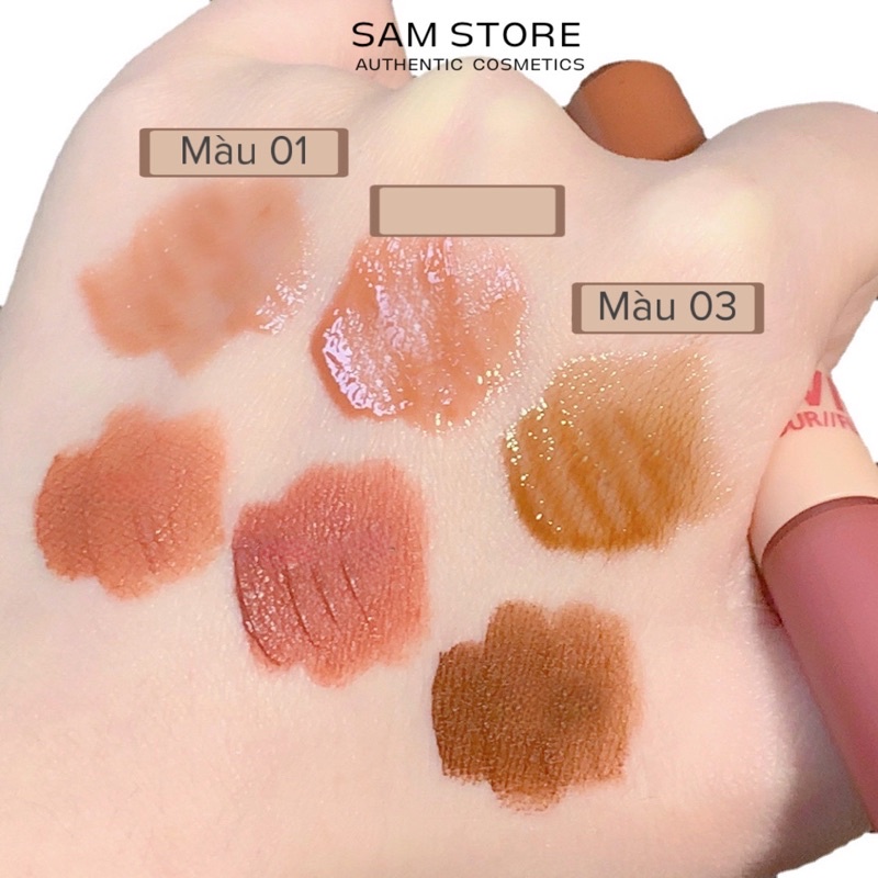 Son 2 đầu dạng kem lì và bóng giúp môi căng mọng không lộ vân môi màu siêu đẹp