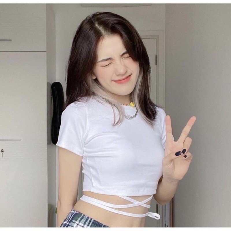 Áo croptop đan dây eo so hot ( Kèm ảnh thật )